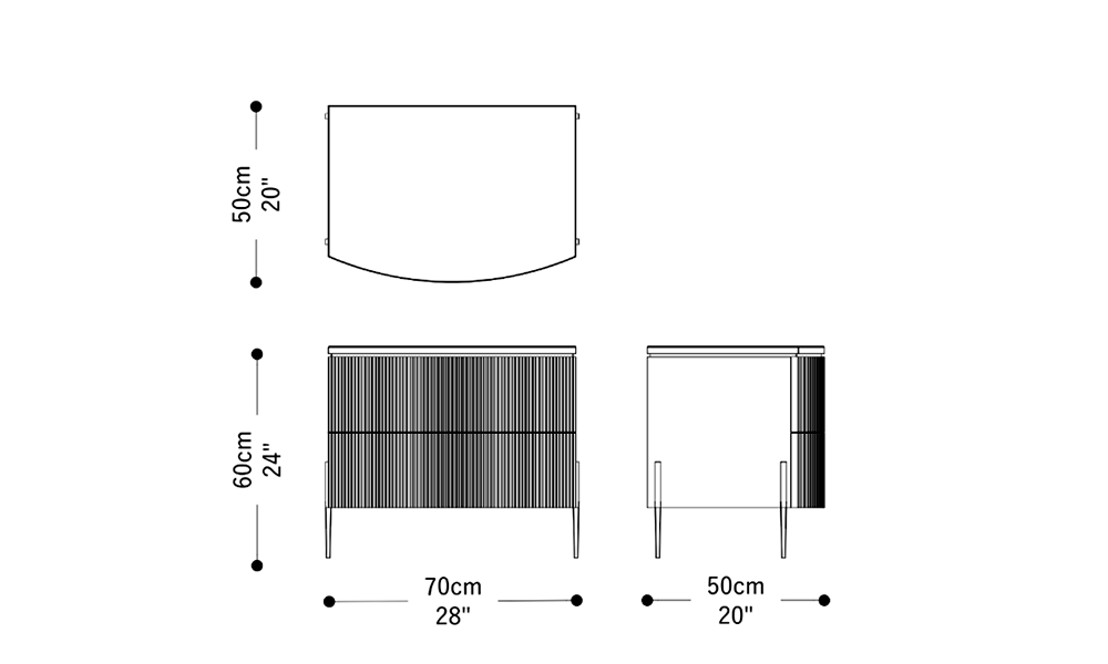 Image of the main dimensions of the product
